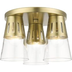 56454-08 3 Light Natural Brass Flush Mount-Lighting LumensBath/Flush Mounts