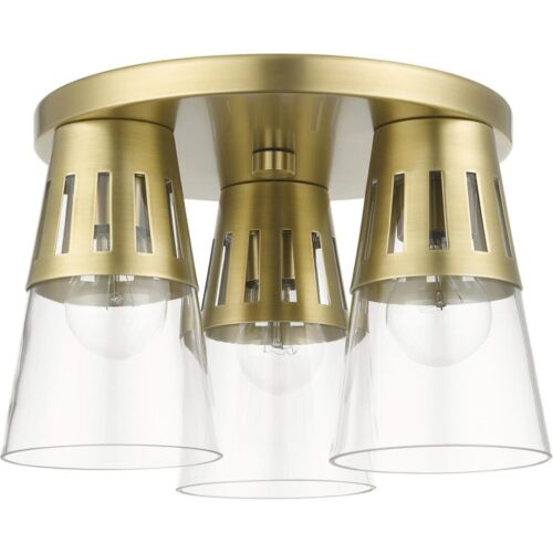 56454-08 3 Light Natural Brass Flush Mount-Lighting LumensBath/Flush Mounts