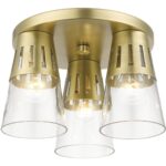 56454-08 3 Light Natural Brass Flush Mount-Lighting LumensBath/Flush Mounts