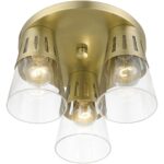 56454-08 3 Light Natural Brass Flush Mount-Lighting LumensBath/Flush Mounts