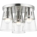 56454-91 3 Light Brushed Nickel Flush Mount-Lighting LumensBath/Flush Mounts