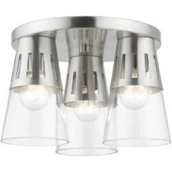 56454-91 3 Light Brushed Nickel Flush Mount-Lighting LumensBath/Flush Mounts