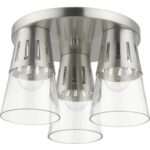 56454-91 3 Light Brushed Nickel Flush Mount-Lighting LumensBath/Flush Mounts