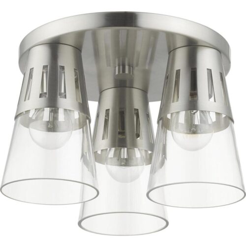 56454-91 3 Light Brushed Nickel Flush Mount-Lighting LumensBath/Flush Mounts