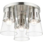 56454-91 3 Light Brushed Nickel Flush Mount-Lighting LumensBath/Flush Mounts