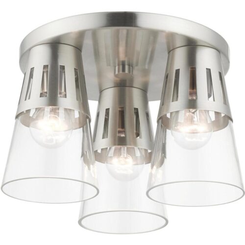 56454-91 3 Light Brushed Nickel Flush Mount-Lighting LumensBath/Flush Mounts