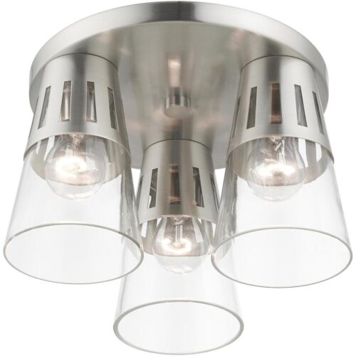 56454-91 3 Light Brushed Nickel Flush Mount-Lighting LumensBath/Flush Mounts