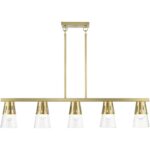 56455-08 5 Light Natural Brass Large Linear Chandelier-Lighting LumensChandeliers