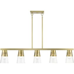 56455-08 5 Light Natural Brass Large Linear Chandelier-Lighting LumensChandeliers