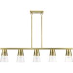 56455-08 5 Light Natural Brass Large Linear Chandelier-Lighting LumensChandeliers