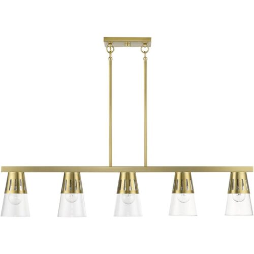 56455-08 5 Light Natural Brass Large Linear Chandelier-Lighting LumensChandeliers