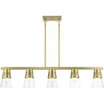 56455-08 5 Light Natural Brass Large Linear Chandelier-Lighting LumensChandeliers