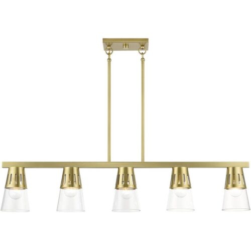 56455-08 5 Light Natural Brass Large Linear Chandelier-Lighting LumensChandeliers