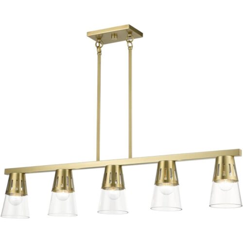 56455-08 5 Light Natural Brass Large Linear Chandelier-Lighting LumensChandeliers