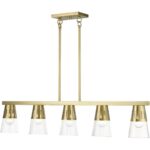 56455-08 5 Light Natural Brass Large Linear Chandelier-Lighting LumensChandeliers