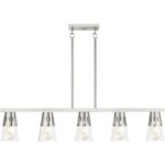 56455-91 5 Light Brushed Nickel Large Linear Chandelier-Lighting LumensChandeliers