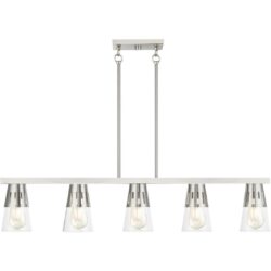 56455-91 5 Light Brushed Nickel Large Linear Chandelier-Lighting LumensChandeliers