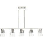 56455-91 5 Light Brushed Nickel Large Linear Chandelier-Lighting LumensChandeliers