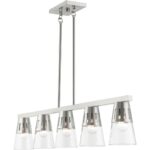 56455-91 5 Light Brushed Nickel Large Linear Chandelier-Lighting LumensChandeliers