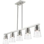 56455-91 5 Light Brushed Nickel Large Linear Chandelier-Lighting LumensChandeliers