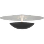 56570-04 2 Light Black Large Semi-Flush/ Wall Sconce with Brushed Nickel Reflector Backplate-Lighting LumensSemi Flush