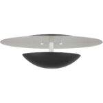 56570-04 2 Light Black Large Semi-Flush/ Wall Sconce with Brushed Nickel Reflector Backplate-Lighting LumensSemi Flush