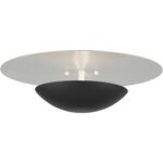 56570-04 2 Light Black Large Semi-Flush/ Wall Sconce with Brushed Nickel Reflector Backplate-Lighting LumensSemi Flush