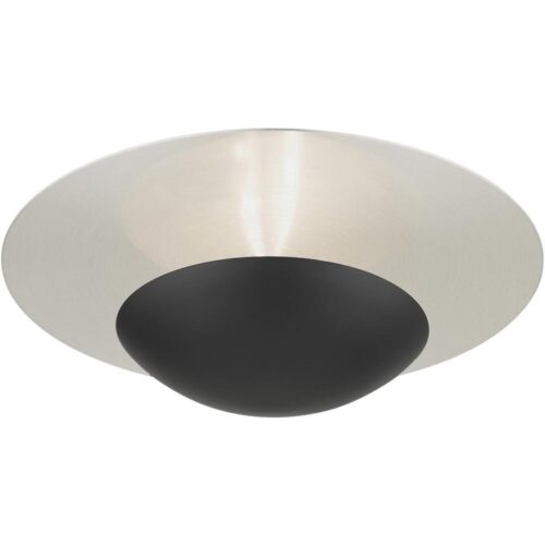 56570-04 2 Light Black Large Semi-Flush/ Wall Sconce with Brushed Nickel Reflector Backplate-Lighting LumensSemi Flush