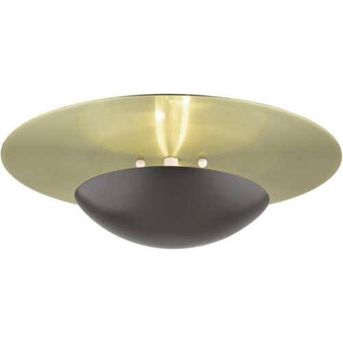 56570-92 2 Light English Bronze Large Semi-Flush/ Wall Sconce with Antique Brass Reflector Backplate-Lighting LumensSemi Flush