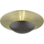 56570-92 2 Light English Bronze Large Semi-Flush/ Wall Sconce with Antique Brass Reflector Backplate-Lighting LumensSemi Flush