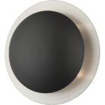 56571-04 2 Light Black Medium Semi-Flush/ Wall Sconce with Brushed Nickel Reflector Backplate-Lighting LumensSemi Flush