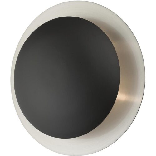 56571-04 2 Light Black Medium Semi-Flush/ Wall Sconce with Brushed Nickel Reflector Backplate-Lighting LumensSemi Flush