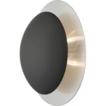 56571-04 2 Light Black Medium Semi-Flush/ Wall Sconce with Brushed Nickel Reflector Backplate-Lighting LumensSemi Flush