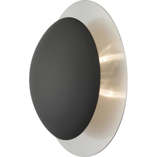 56571-04 2 Light Black Medium Semi-Flush/ Wall Sconce with Brushed Nickel Reflector Backplate-Lighting LumensSemi Flush