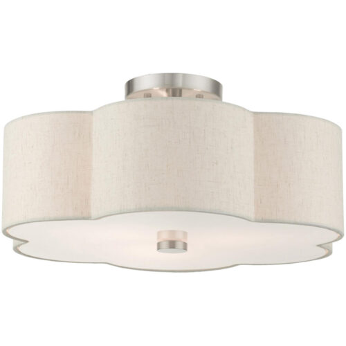 58064-91 3 Light Brushed Nickel Semi Flush-Lighting LumensSemi Flush