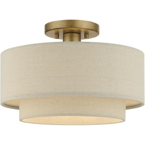 58896-48 1 Light Antique Gold Leaf Medium Semi-Flush-Lighting LumensSemi Flush