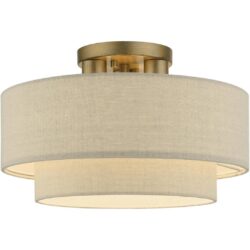 58897-48 3 Light Antique Gold Leaf Large Semi-Flush-Lighting LumensSemi Flush