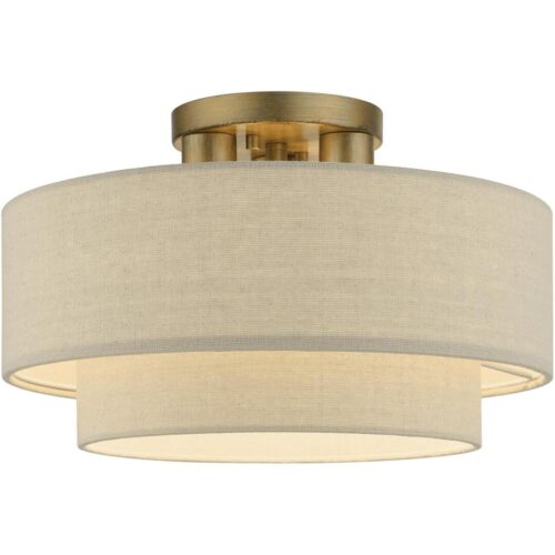 58897-48 3 Light Antique Gold Leaf Large Semi-Flush-Lighting LumensSemi Flush