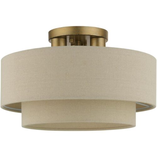 58897-48 3 Light Antique Gold Leaf Large Semi-Flush-Lighting LumensSemi Flush