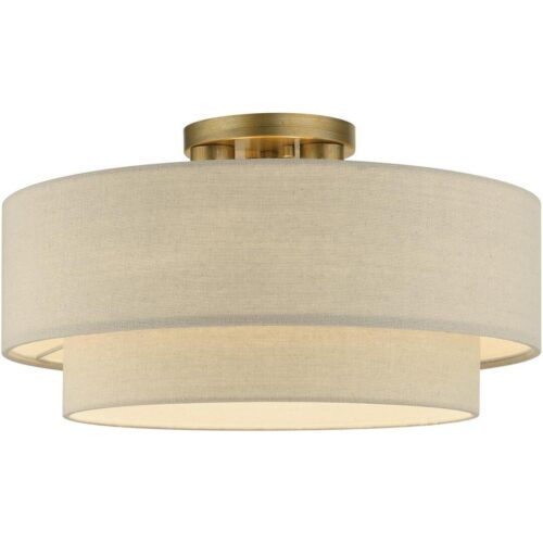 58898-48 3 Light Antique Gold Leaf Large Semi-Flush-Lighting LumensSemi Flush