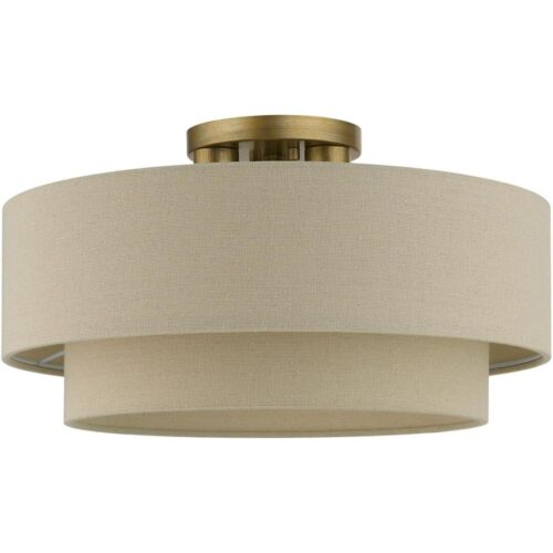 58898-48 3 Light Antique Gold Leaf Large Semi-Flush-Lighting LumensSemi Flush