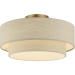 58898-48 3 Light Antique Gold Leaf Large Semi-Flush-Lighting LumensSemi Flush