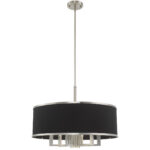 7 Light Brushed Nickel Pendant Chandelier with Hand Crafted Black Fabric Hardback Shade-Lighting LumensChandeliers