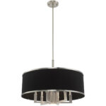 7 Light Brushed Nickel Pendant Chandelier with Hand Crafted Black Fabric Hardback Shade-Lighting LumensChandeliers