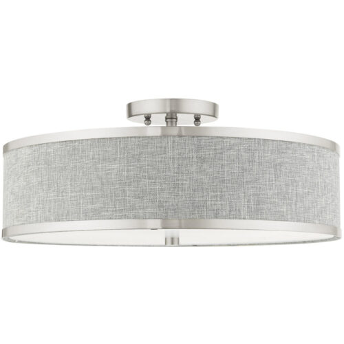 60425-91 3 Light Brushed Nickel Semi Flush-Lighting LumensSemi Flush