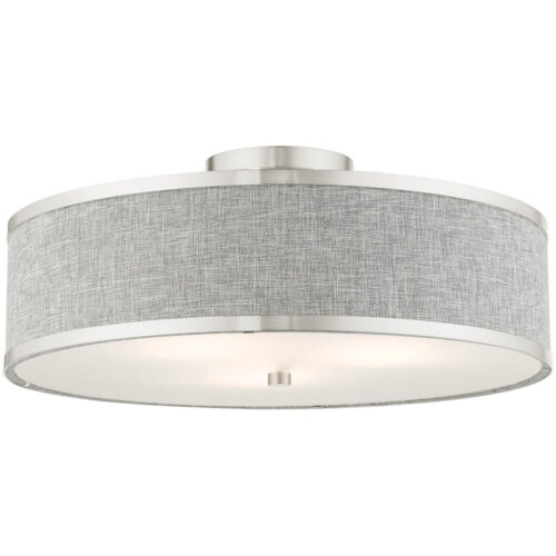 60425-91 3 Light Brushed Nickel Semi Flush-Lighting LumensSemi Flush