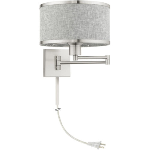 60429-91 1 Light Brushed Nickel Swing Arm Wall Lamp-Lighting LumensWall Lamps