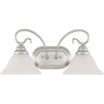 18.5 inch 2 Light Brushed Nickel Bathroom Vanity light fixture with White Alabaster Glass Shade-Lighting LumensBath/Vanity