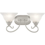 18.5 inch 2 Light Brushed Nickel Bathroom Vanity light fixture with White Alabaster Glass Shade-Lighting LumensBath/Vanity