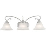 26.5 inch 3 Light Brushed Nickel Bathroom Vanity light fixture with White Alabaster Glass Shade-Lighting LumensBath/Vanity